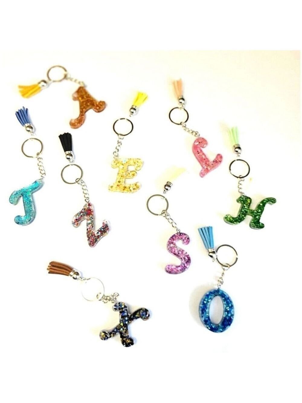 Alphabet Keychain Resin Shattered Glass Glitter Personalized